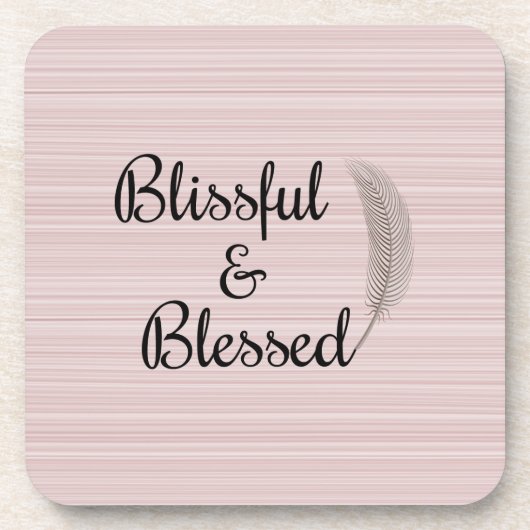 Dessous-de-verre Zen ange plumes blanc rose rayures dessous de verr (Devant)