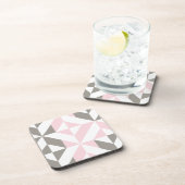 Dessous-de-verre ZigZag géométrique rose et argent (Côté Droit)