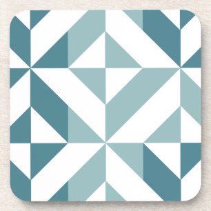 Dessous-de-verre ZigZag géométrique vert turquoise à deux tons