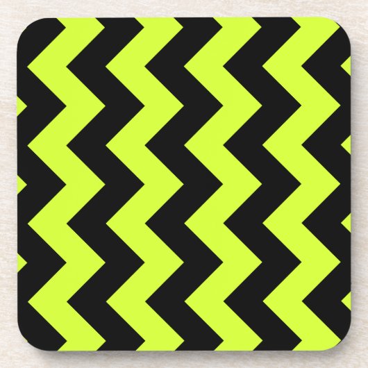 Dessous-de-verre Zigzag I - Jaune noir et fluorescent (Devant)