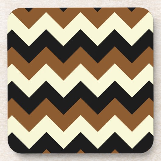 Dessous-de-verre Zigzag I - Noir, jaune et Brown (Devant)