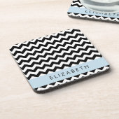 Dessous-de-verre Zigzag noir et blanc, Motif Chevron, Votre nom (Côté gauche)