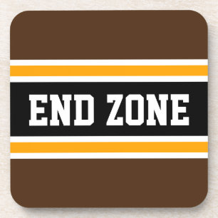 Dessous-de-verre ZONE FIN Fun Brown Jaune Black Football Stripes