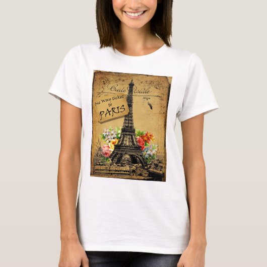 Dessus de T-shirt de coton de Tour Eiffel de Paris (Devant)