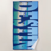 Destin Beach Florida Foto Typografie Modern Strandlaken (Voorkant)