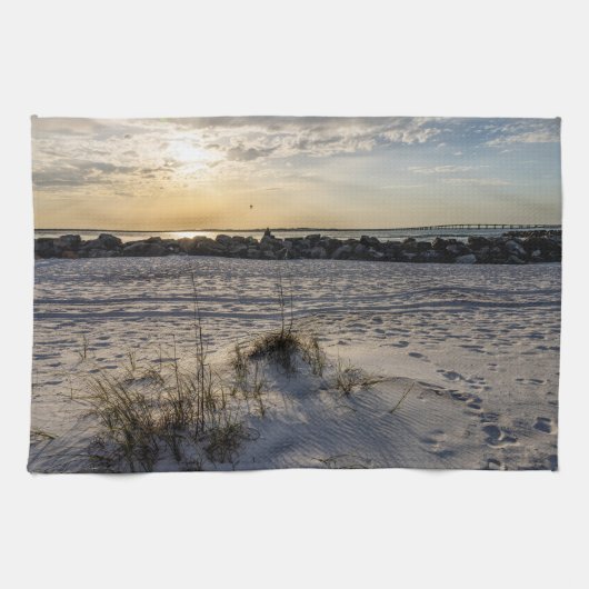 Destin Beach Florida Jetty Sunset Serviette de cui (Horizontal)