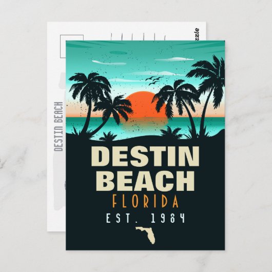 Destin Beach Florida Retro Sunset Souvenirs 60s Briefkaart (Voorkant / Achterkant)