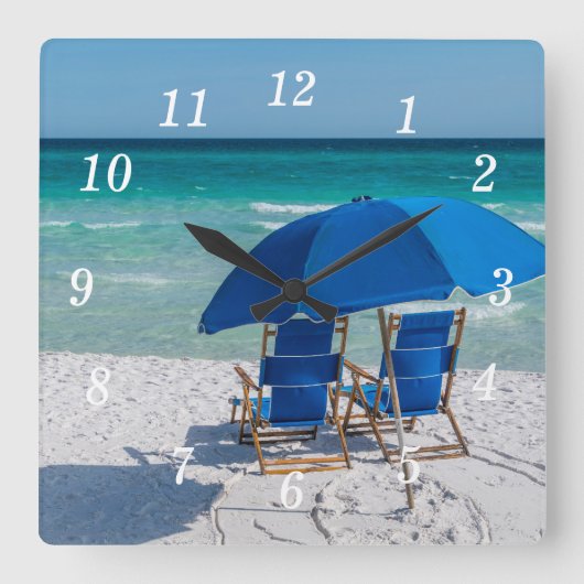 Destin Florida Chaises Et Umbrella Wall Horloge (Recto)