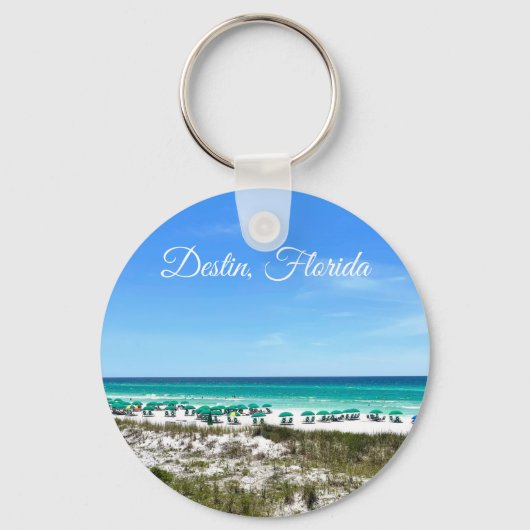 Destin Florida Coast Beach Umbrellas Sleutelhanger (Voorkant)