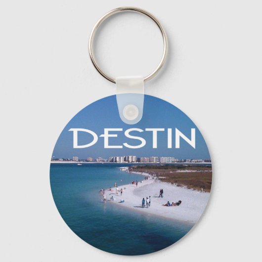 Destin Florida foto met strand en skyline Sleutelhanger (Voorkant)