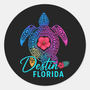 Destin Florida Kleurrijke Schildpad Zomer Reis Ronde Sticker