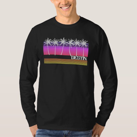 Destin Florida Retro Style  Beach Sunset 70 T-shirt (Voorkant)