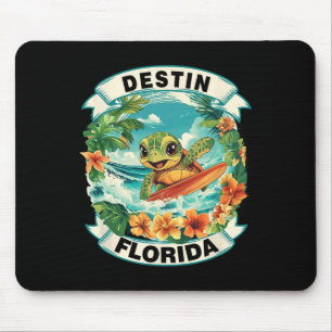 Destin Florida Schattige Zeeschildpad Surft Zomer Muismat
