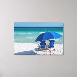 Destin Florida stoelen en paraplu canvas Afdruk