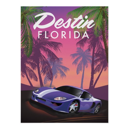 Destin Florida USA affiche de voiture de sport. (Devant)