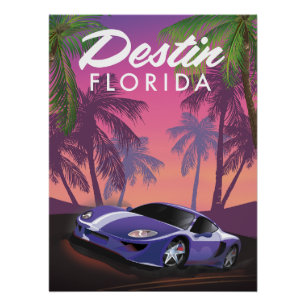 Destin Florida USA sportwagen poster. Perfect Poster