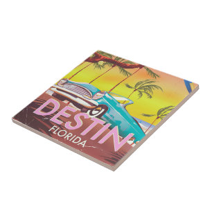 Destin Florida USA vintage reisposter. Tegeltje