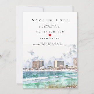 Destin Florida Watercolor Save the Date Trouwkaart Kaart