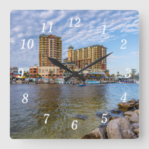 Destin Harbour Boardwalk wandklok Vierkante Klok