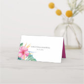 Destin Mariage Cartes de Place Tropical Rose Fleur (Dos)