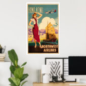 Destination : Affiche Hong Kong (Bureau à domicile)