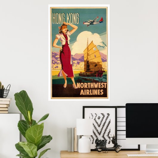 Destination : Affiche Hong Kong (Bureau à domicile)