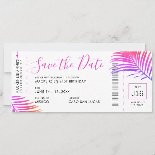 Destination Anniversaire Carte d'embarquement Enre (Devant)