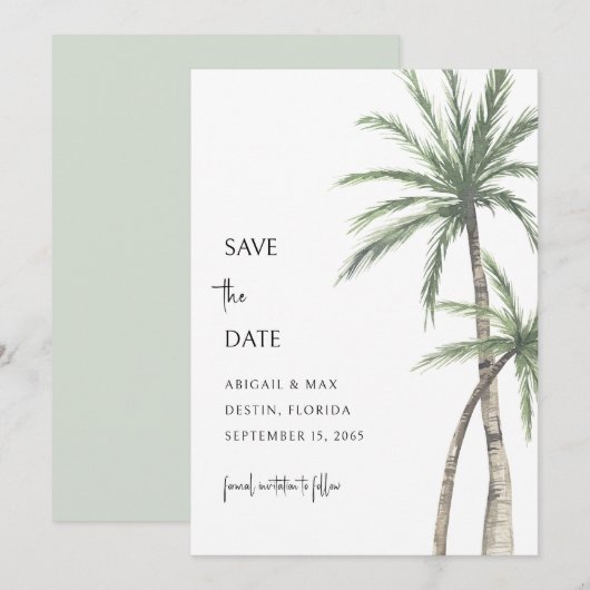 Destination Arbre Palmier Sage Save the Date (Devant / Derrière)