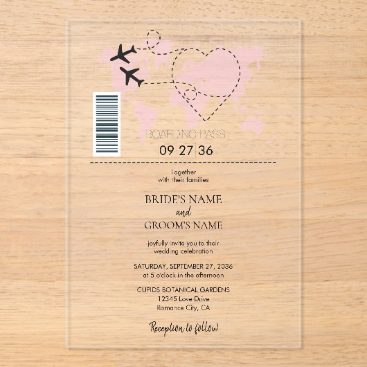 Destination Boarding Pass Mariage Invitations (Recto)