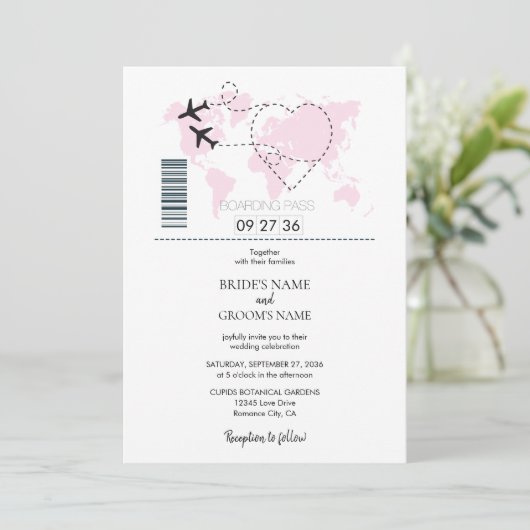 Destination Boarding Pass Mariage Invitations (Debout devant)