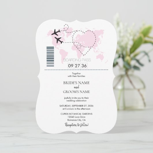 Destination Boarding Pass Mariage Invitations (Debout devant)