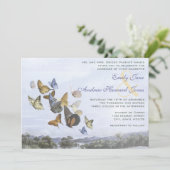 Destination Butterfly and Palm Tree Wedding Invite Kaart (Staand voorkant)