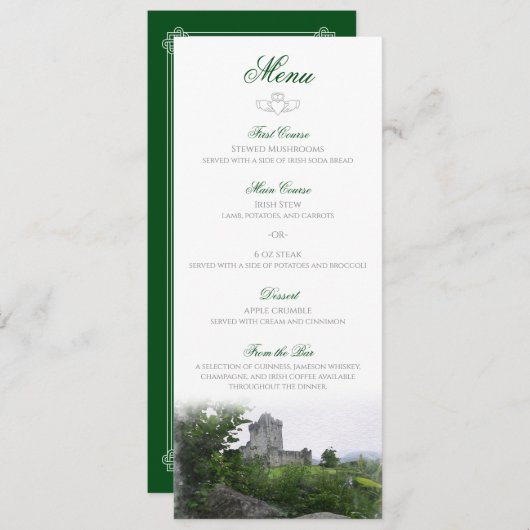 Destination d'aquarelle : Menu de l'Irlande (Devant / Derrière)