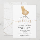 Destination de mariage Barbade Carte Tropical Gold (Devant / Derrière)