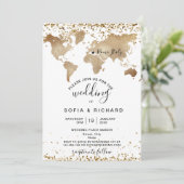 Destination de mariage Carte du monde en or Cœur (Debout devant)