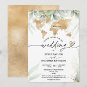Destination de mariage Carte du monde en or Invita (Devant / Derrière)