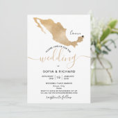 Destination de mariage Mexique Or Invitation Cœur  (Debout devant)