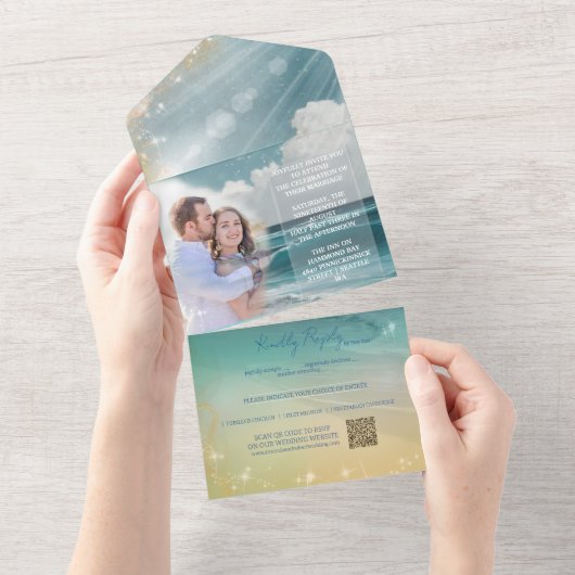 Destination de plage céleste Invitation de mariage (Déchirure)