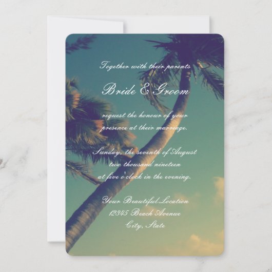 Destination de plage tropicale invitations de mari (Devant)