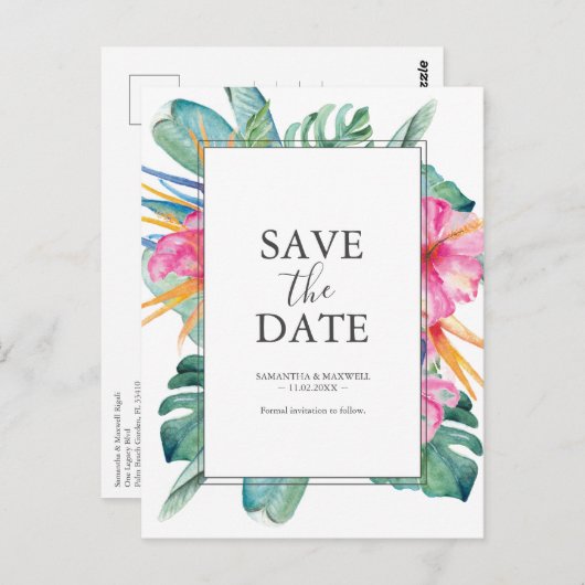 Destination Mariage Enregistrer La Date Cartes Pos (Devant / Derrière)