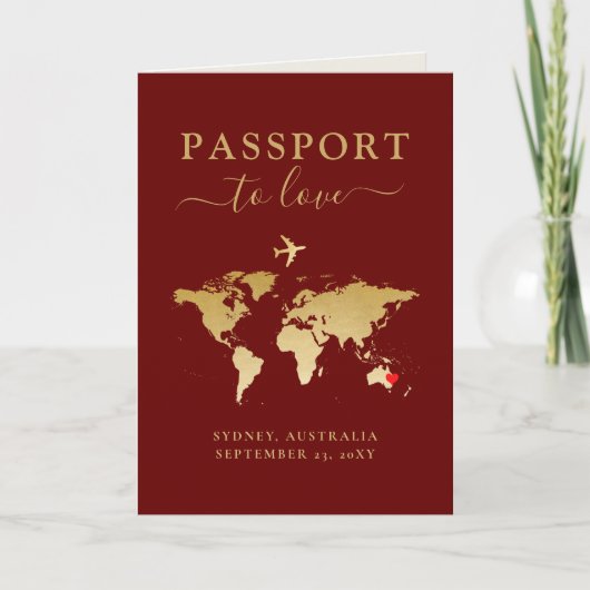 Destination Mariage Passeport Rouge Or Carte + Coe (Devant)