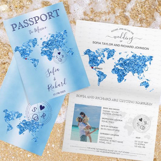 Destination Mariage Passport Carte du monde Mexiqu