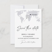 Destination mariage poussiéreux bleu Save the date (Devant)