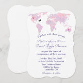 Destination Mariage Voyage Aquarelle Carte du mond (Devant / Derrière)