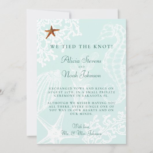 Destination plage côtière faire-part de mariage (Devant)