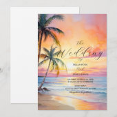 Destination Sunset Beach Wedding Invitation (Devant / Derrière)