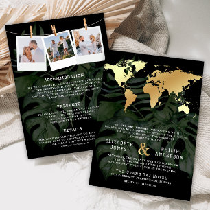Destination Tropicale Carte du Monde Mariage en Or