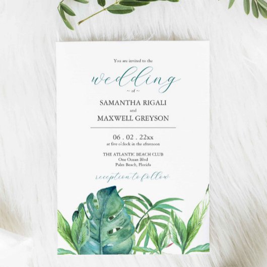 Destination tropicale Invitations de mariage Palm