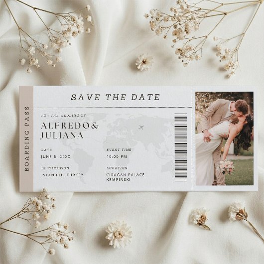 Destination Wedding Boarding Pass Plane Invitation