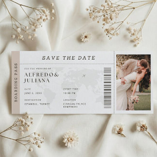 Destination Wedding Boarding Pass Plane Invitation Save The Date